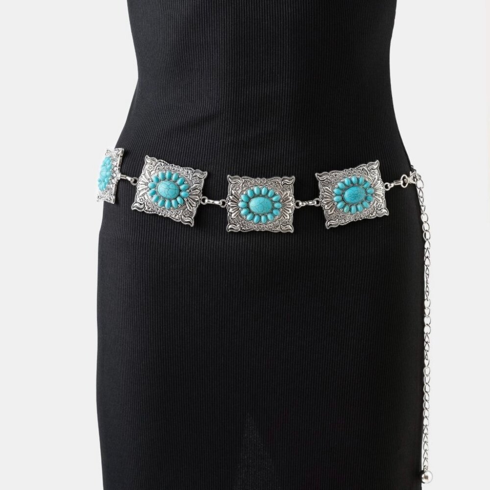 Silver Ornate Western Concho Belt